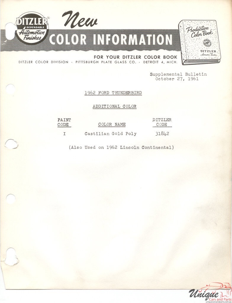 1962 Ford Paint Charts PPG 3